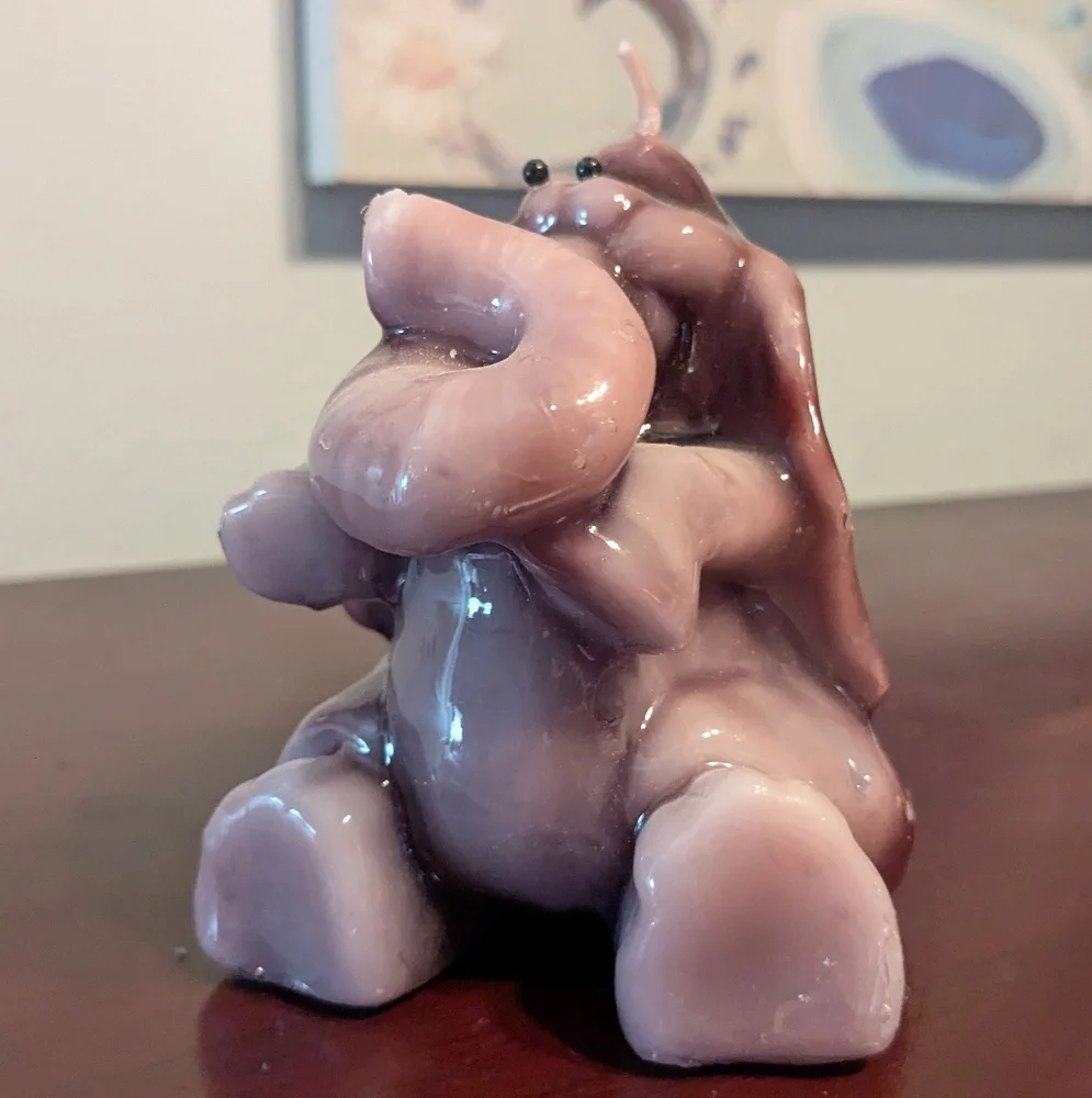 Vintage Northern Lights Candle Elephant Purple Shiny Trunk Up 5